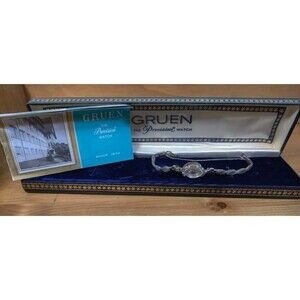 Vintage GRUEN Women's Watch 10k RGP With Case & Book NON WORKING